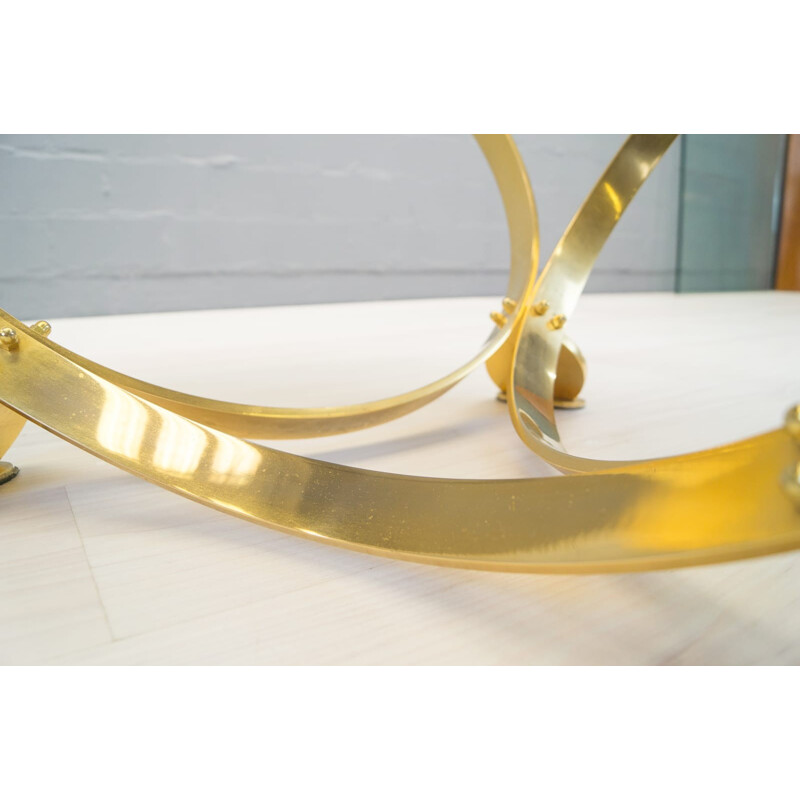 Vintage Brass & Smoked Glass Coffee Table by Knut Hesterberg - 1960s