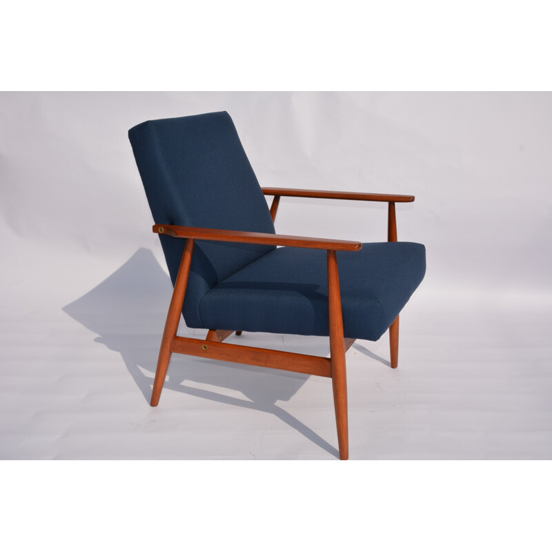 Fauteuil polonais bleu marine de H.Lys - 1960