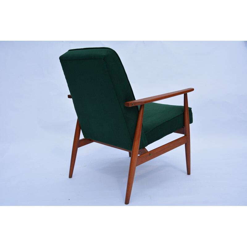 Dark forest green Polish vintage armchair by H. Lis - 1960s