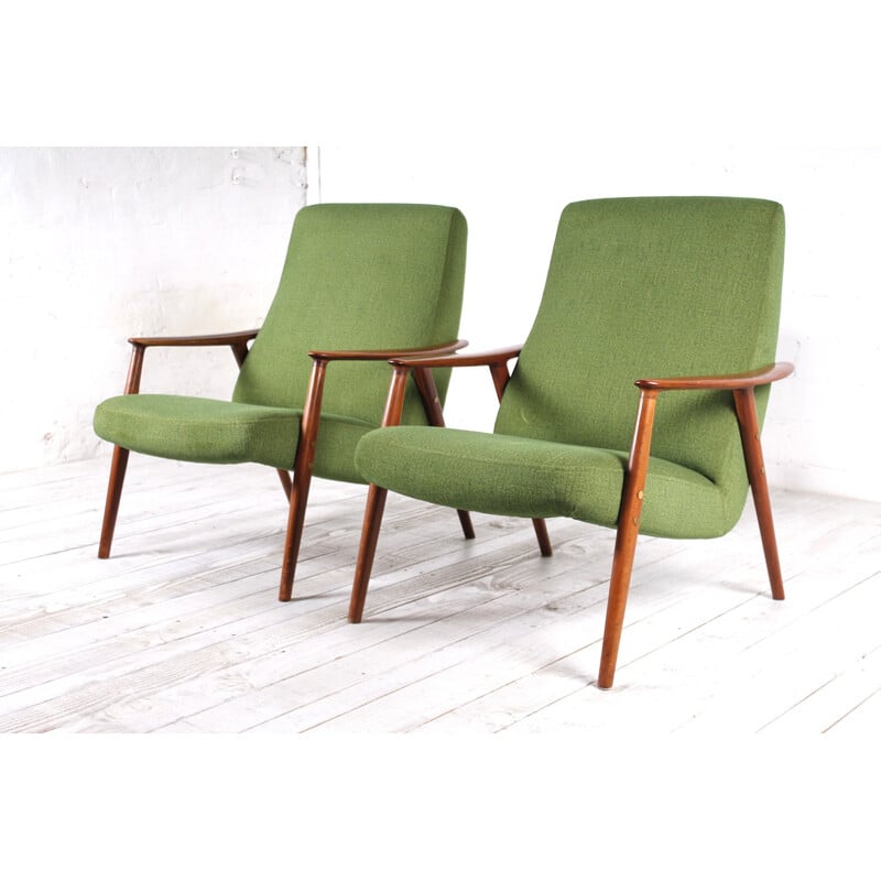 Pair of Swedish green easy chairs by DUX - 1950s