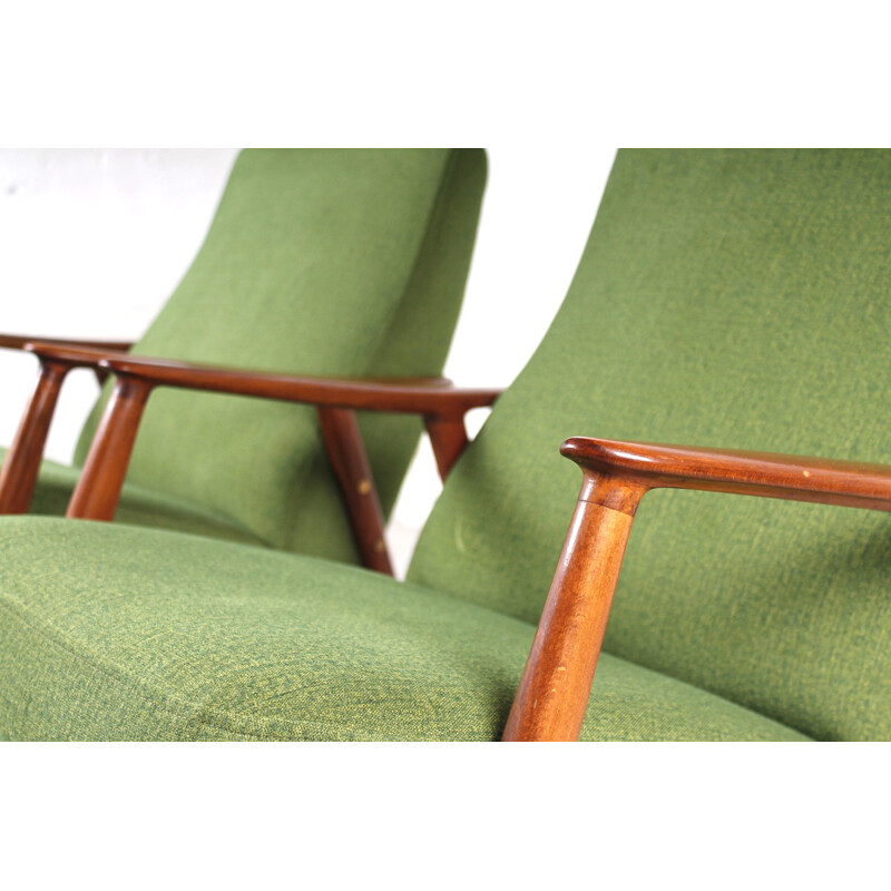 Pair of Swedish green easy chairs by DUX - 1950s