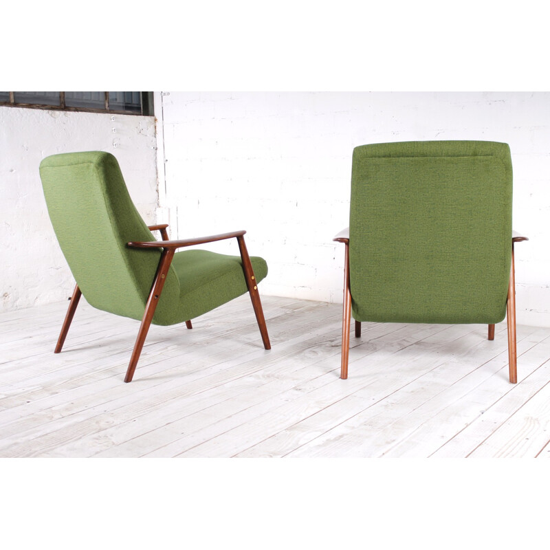 Pair of Swedish green easy chairs by DUX - 1950s