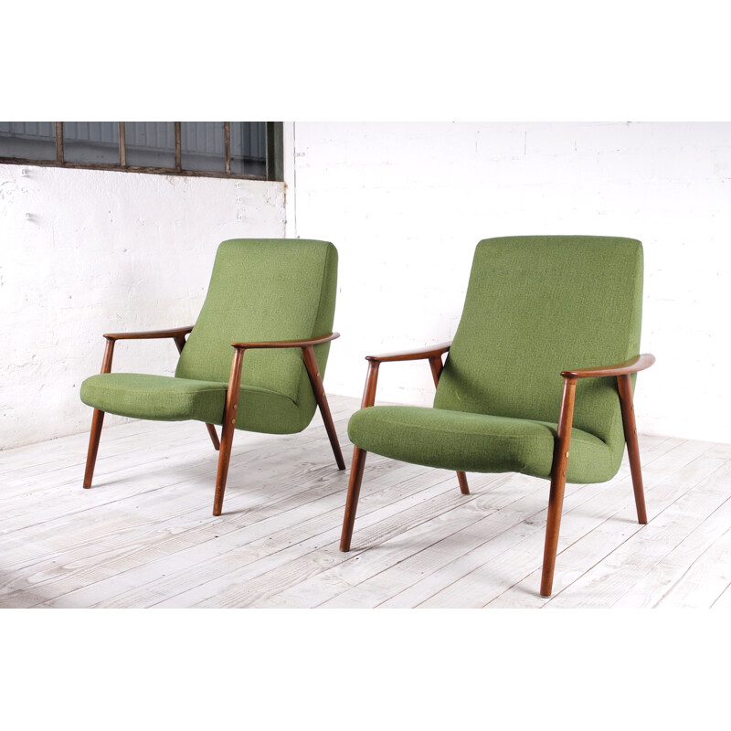 Pair of Swedish green easy chairs by DUX - 1950s