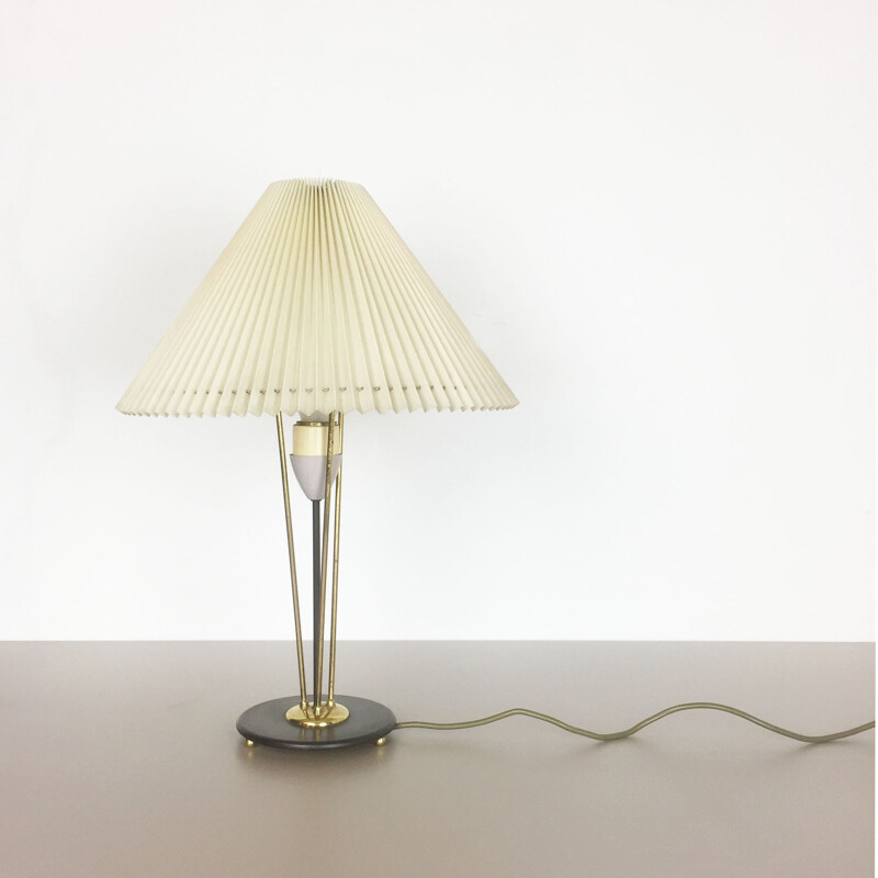 Lampe vintage avec abat-jour plissé beige, Italie 1960