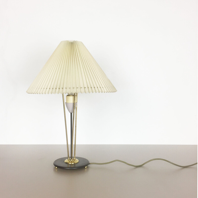 Vintage lamp with beige pleated shade, Italy 1960