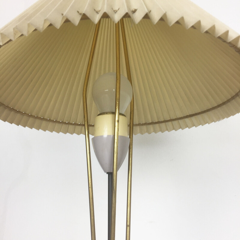 Vintage lamp with beige pleated shade, Italy 1960