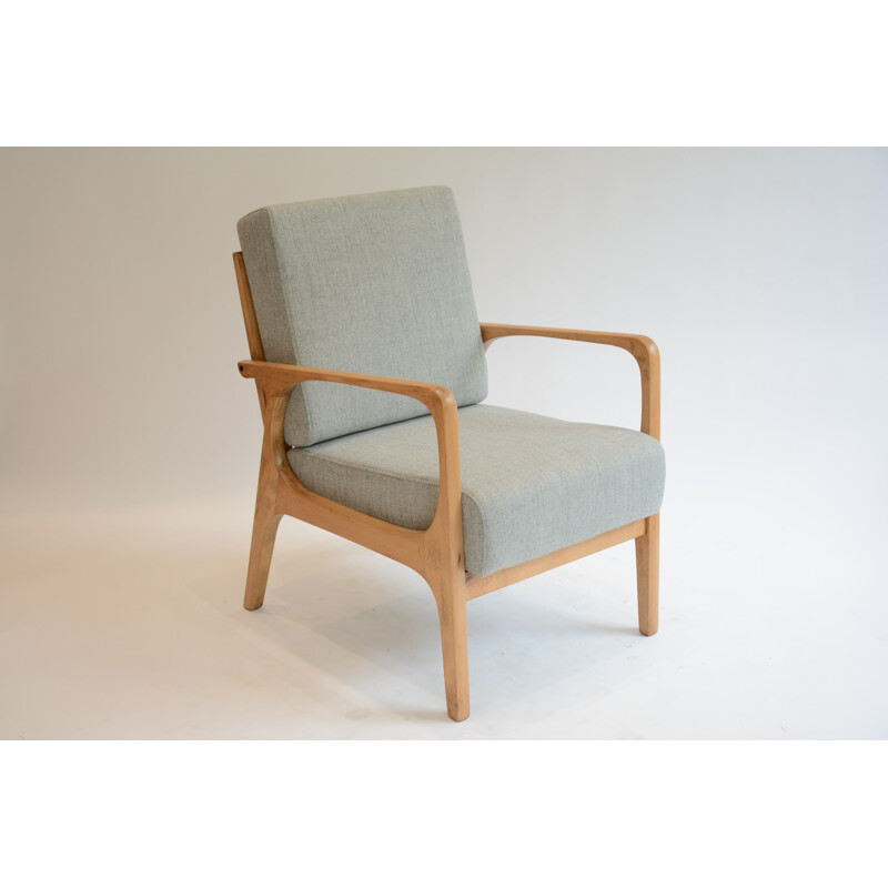 Polish vintage light grey armchair - 1960s