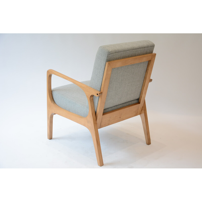 Polish vintage light grey armchair - 1960s