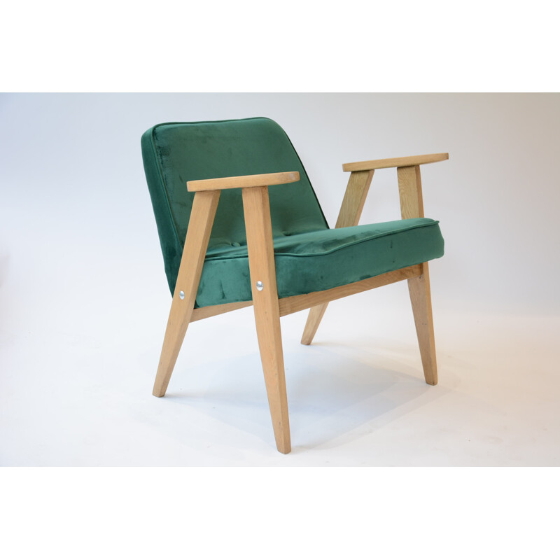 Petit fauteuil compas vert bouteille de J. Cherowski - 1960