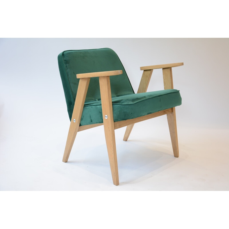 Small compas bottle green armchair by J.Cherowski - 1960s