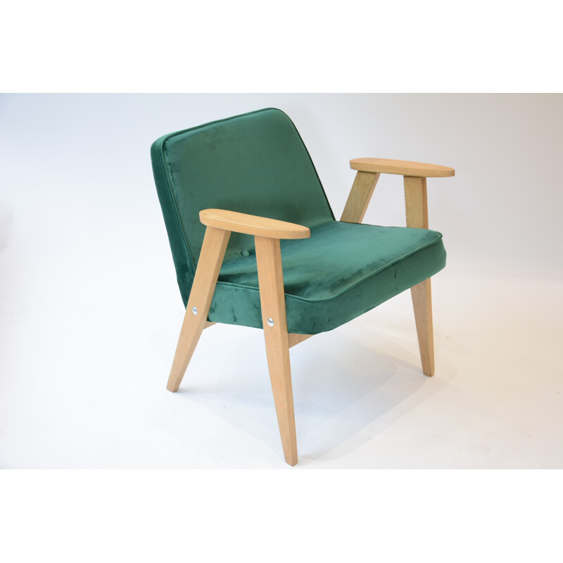 Petit fauteuil compas vert bouteille de J. Cherowski - 1960