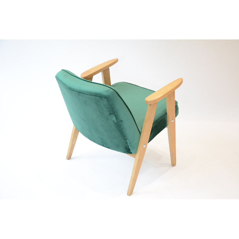 Small compas bottle green armchair by J.Cherowski - 1960s