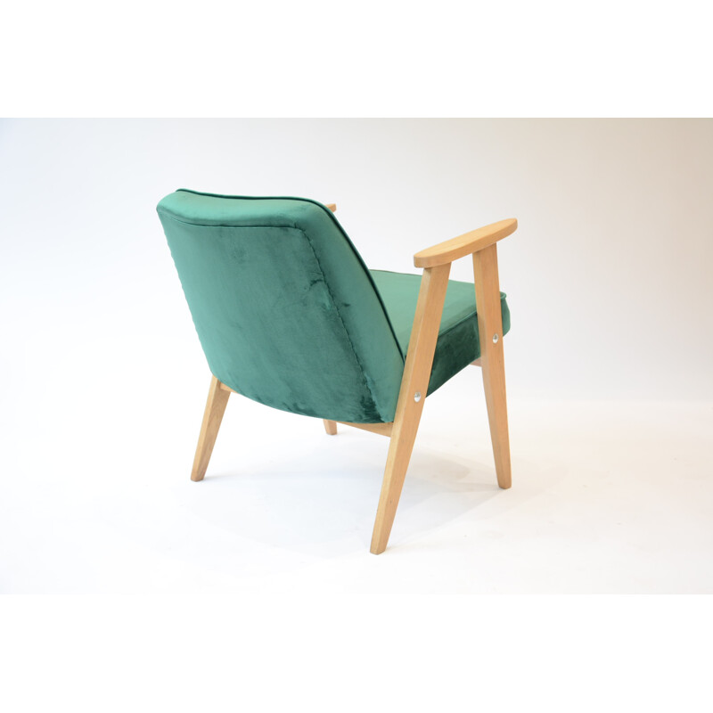 Small compas bottle green armchair by J.Cherowski - 1960s