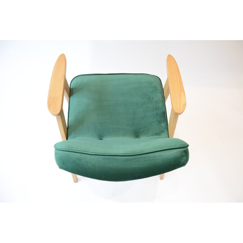Petit fauteuil compas vert bouteille de J. Cherowski - 1960