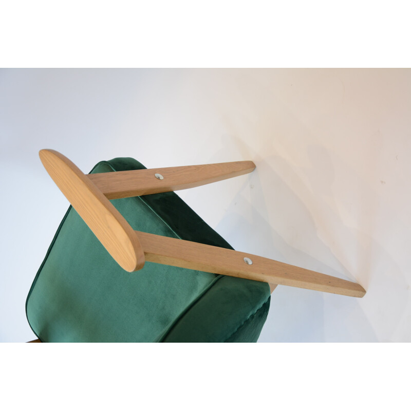 Small compas bottle green armchair by J.Cherowski - 1960s