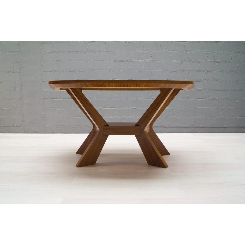 Mid-Century Veneered Coffee Table with Shelf - 1950s