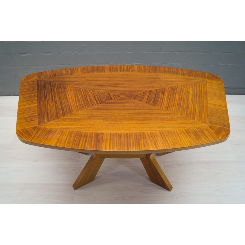 Mid-Century Veneered Coffee Table with Shelf - 1950s