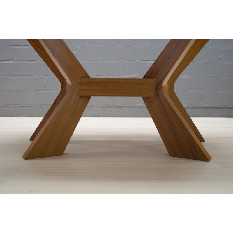 Mid-Century Veneered Coffee Table with Shelf - 1950s