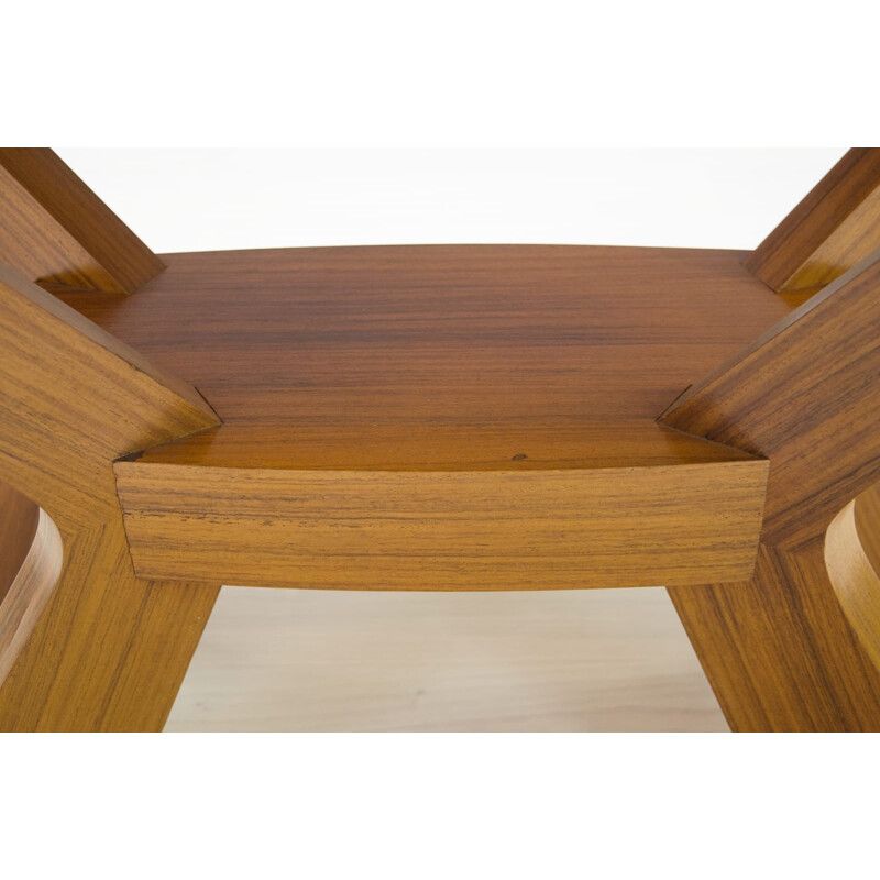 Mid-Century Veneered Coffee Table with Shelf - 1950s