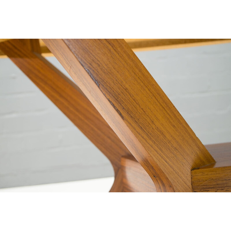 Mid-Century Veneered Coffee Table with Shelf - 1950s