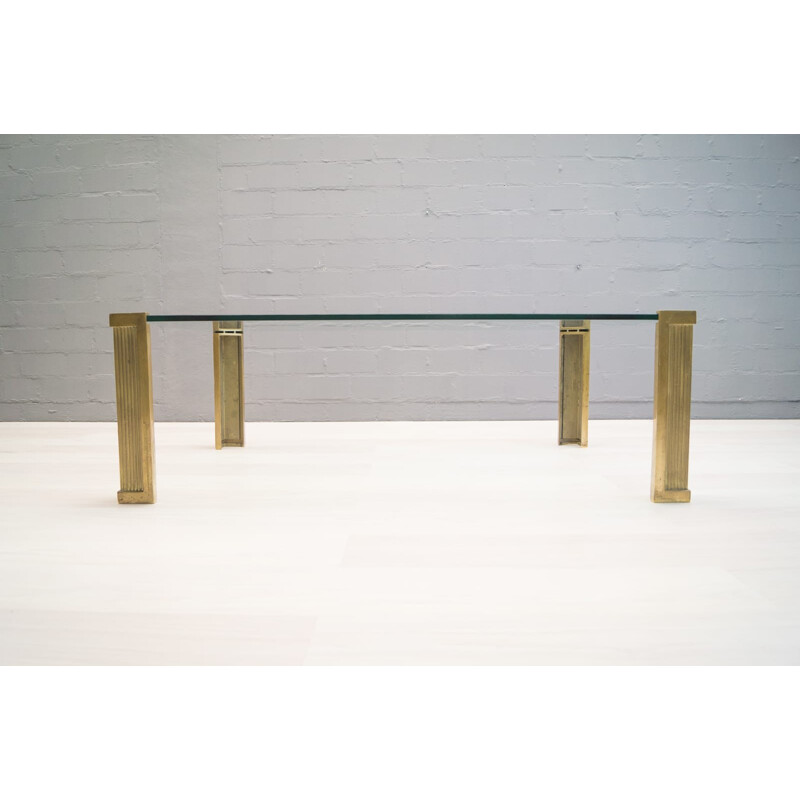 Large Model T14 Brass and Glass Coffee Table by Peter Ghyczy - 1970s