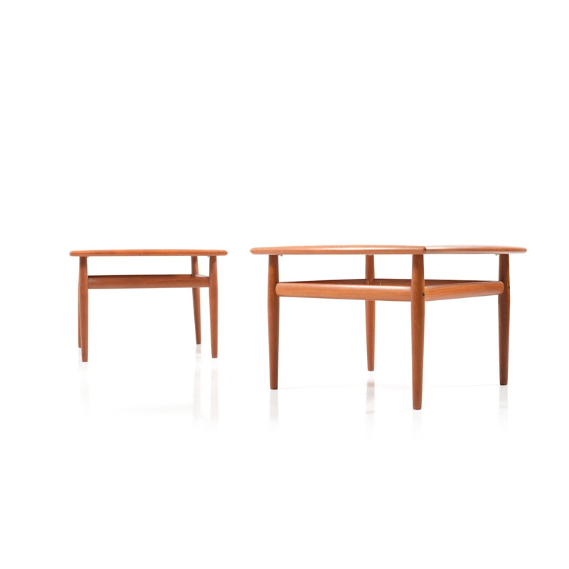 Pair of square coffee tables in teak by Grete Jalk for Glostrup  - 1960s