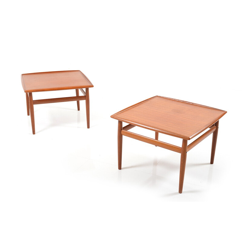 Pair of square coffee tables in teak by Grete Jalk for Glostrup  - 1960s