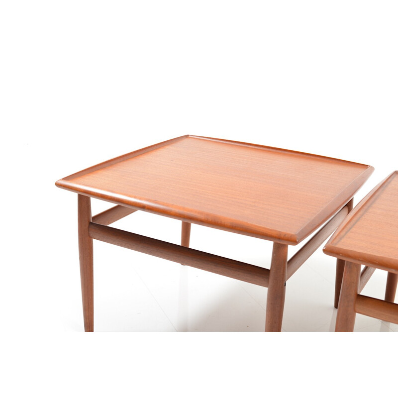 Pair of square coffee tables in teak by Grete Jalk for Glostrup  - 1960s