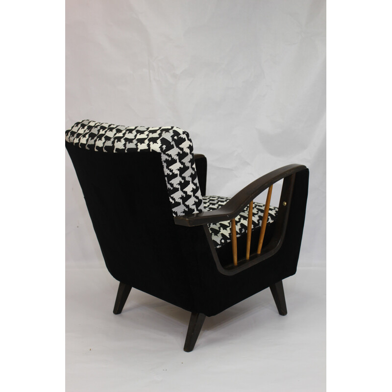 Vintage armchair in black and white  - 1950s