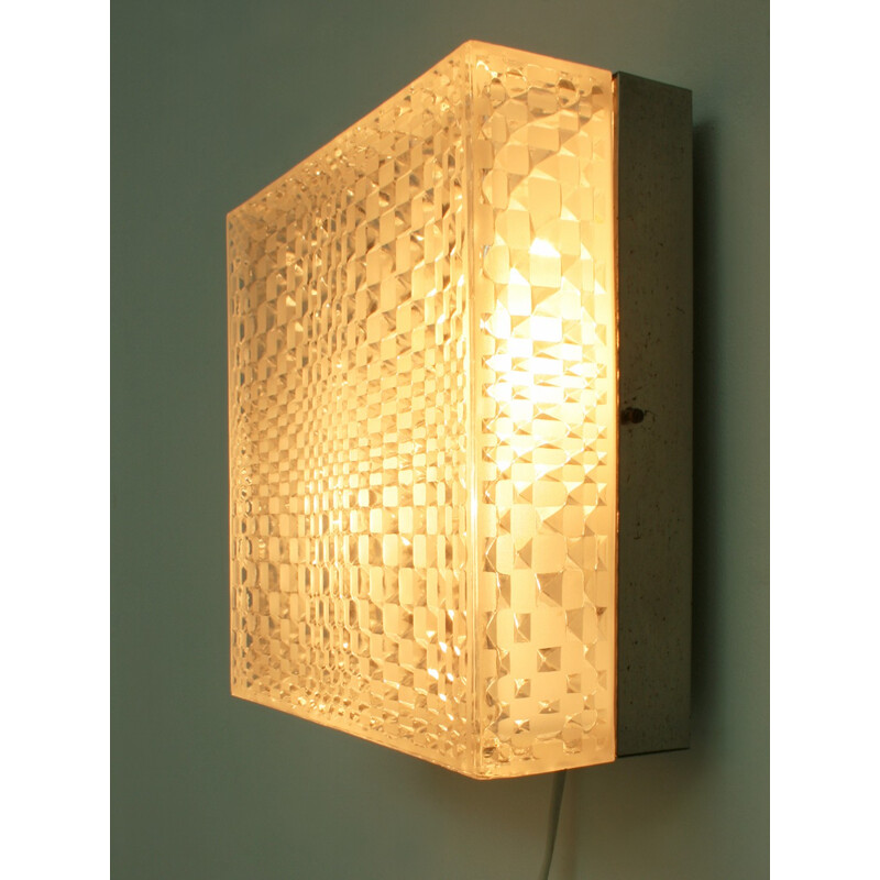 Vintage geometric glass wall lamp by Wila, Germany 1960