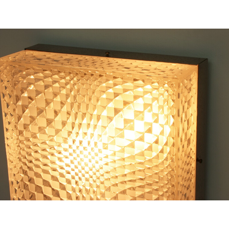 Vintage geometric glass wall lamp by Wila, Germany 1960