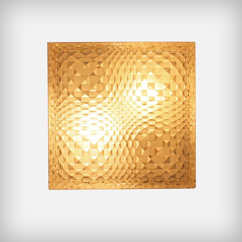 Vintage geometric glass wall lamp by Wila, Germany 1960