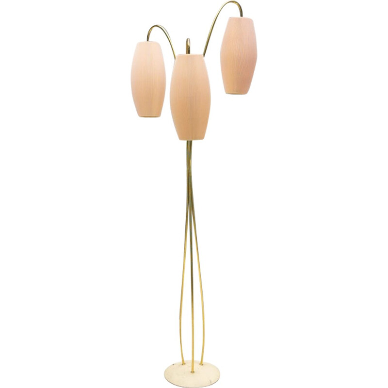 3-Arm Mid-CenturyFloor Lamp in Salmon-Pink - 1950s