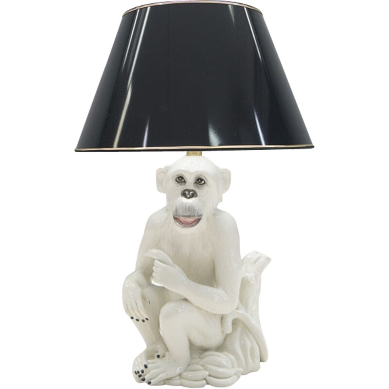 Vintage Italian ceramic monkey lamp, 1960