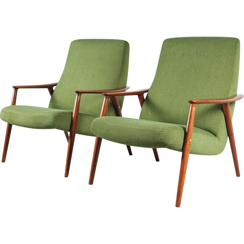 Pair of Swedish green easy chairs by DUX - 1950s