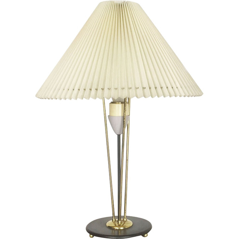 Vintage lamp met beige geplooide kap, Italië 1960