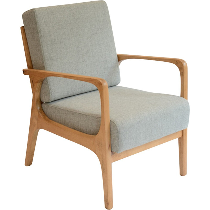 Polish vintage light grey armchair - 1960s