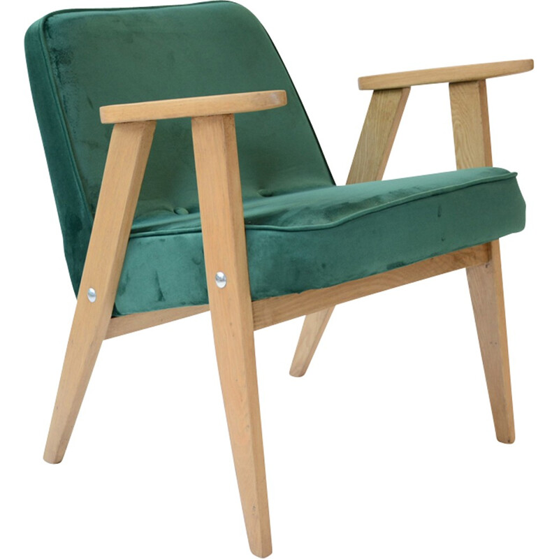 Small compas bottle green armchair by J.Cherowski - 1960s