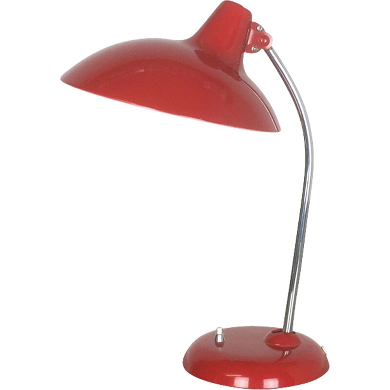 Lampe de bureau Bauhaus rouge Kaiser Idell "6786" de Christian Dell - 1960