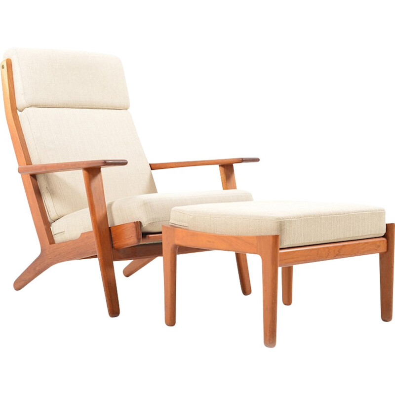 Fauteuil lounge et repose-pieds "GE-290A" d'Hans J. Wegner - 1960