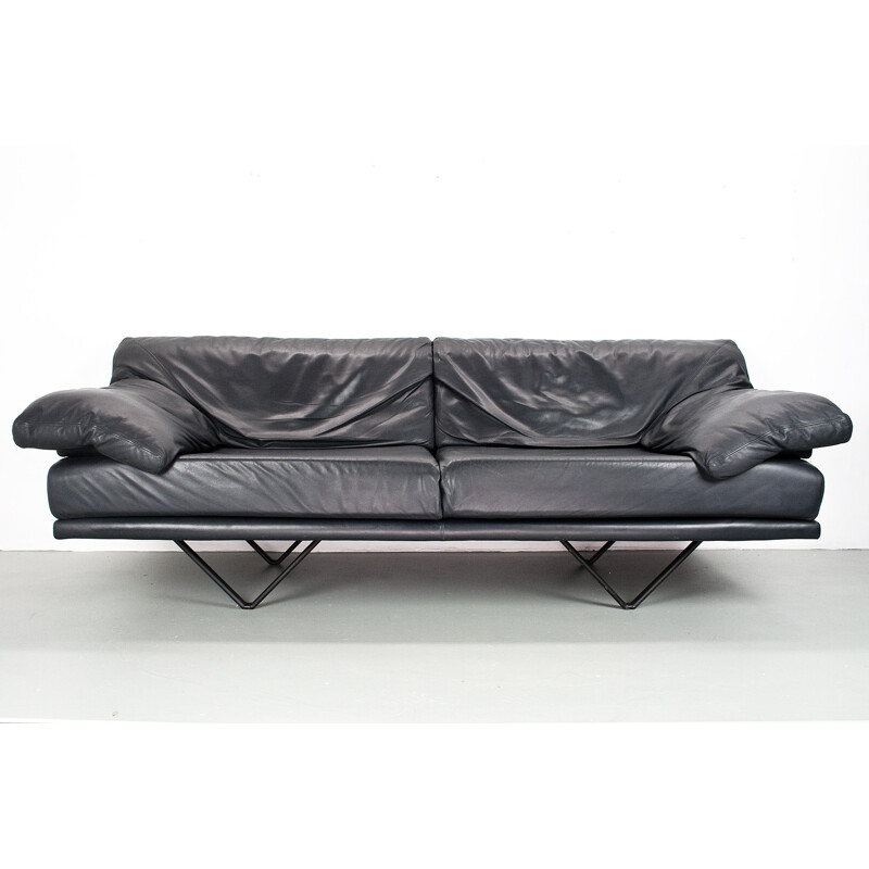 Cornelius sofa in grey leather by Durlet - 1980s