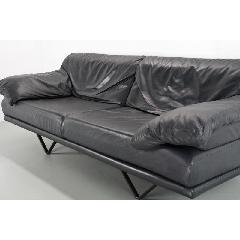 Cornelius sofa in grey leather by Durlet - 1980s