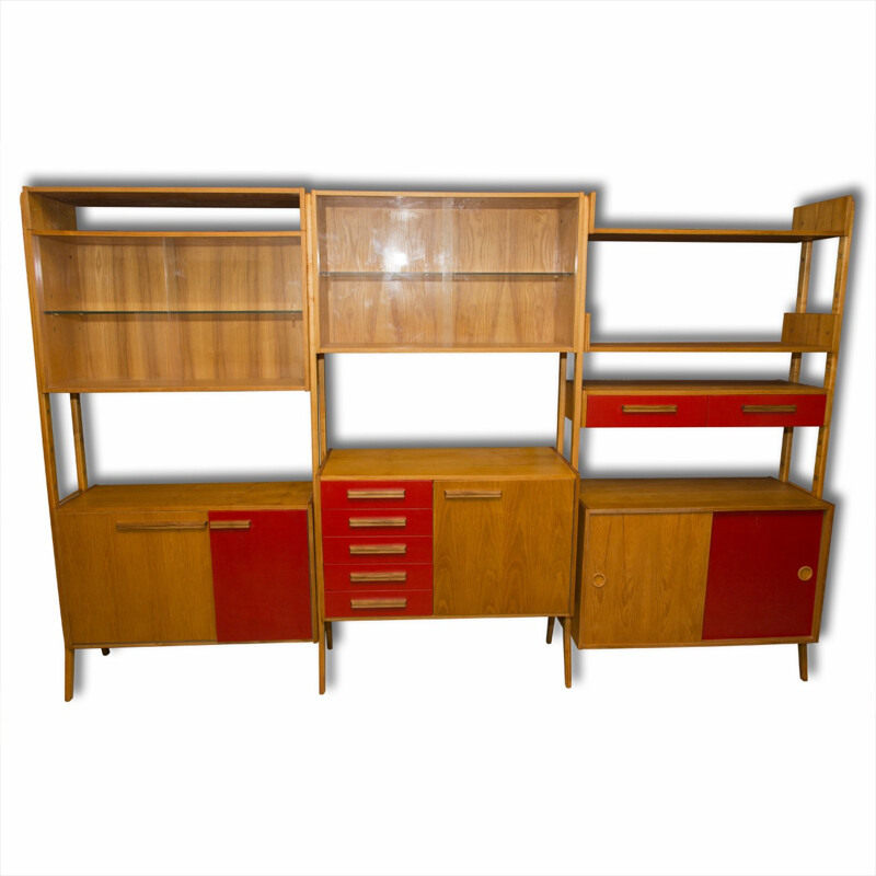 Mid-century modern beech unit shelf system by Frantisek Jirak for Tatra Nabytok - 1960s