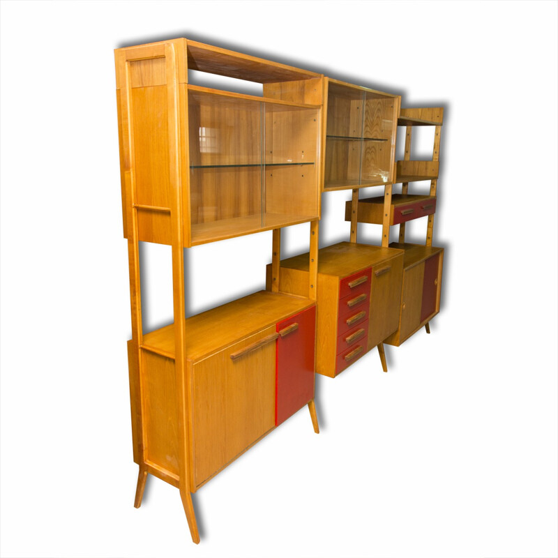 Mid-century modern beech unit shelf system by Frantisek Jirak for Tatra Nabytok - 1960s