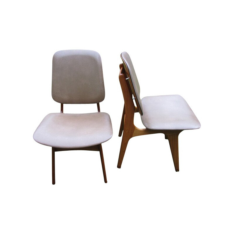 Scandinavian set of 2 chairs and table - 1960s