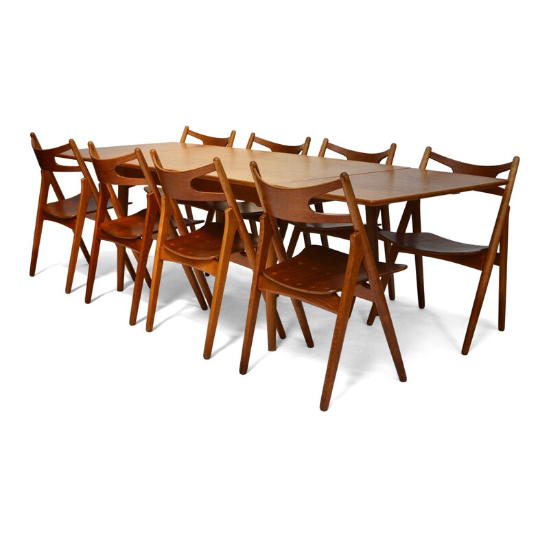  AT312  Sawbuck Dining Set by Hans Wegner - 1950s