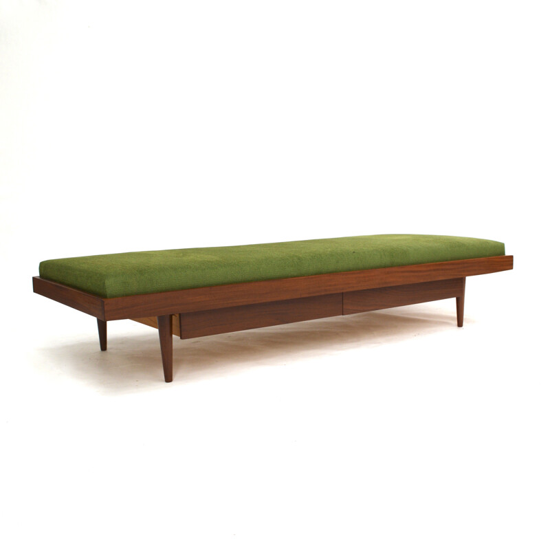 Teak Daybed with 2 drawers and new upholstery - 1950s