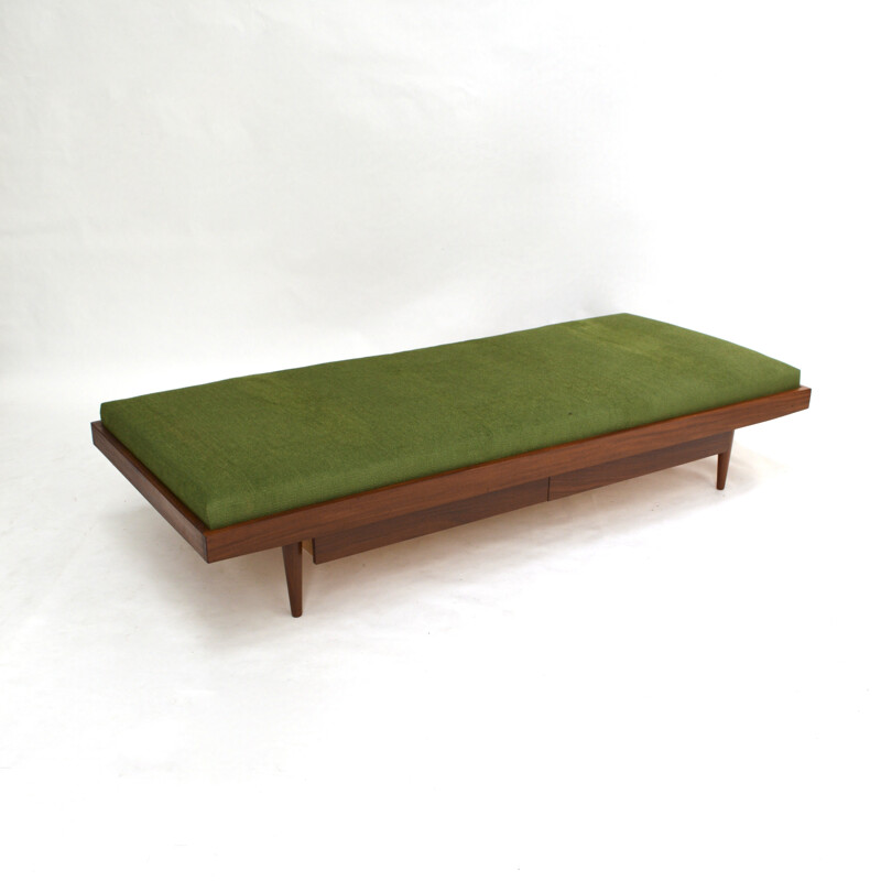 Teak Daybed with 2 drawers and new upholstery - 1950s