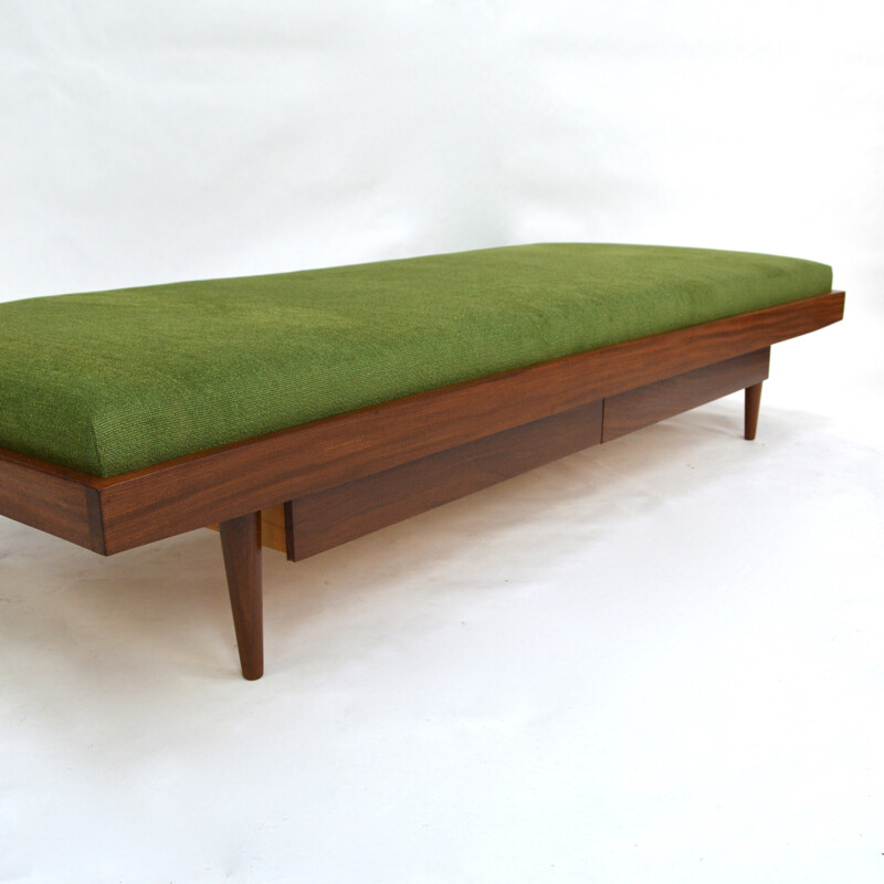 Teak Daybed with 2 drawers and new upholstery - 1950s