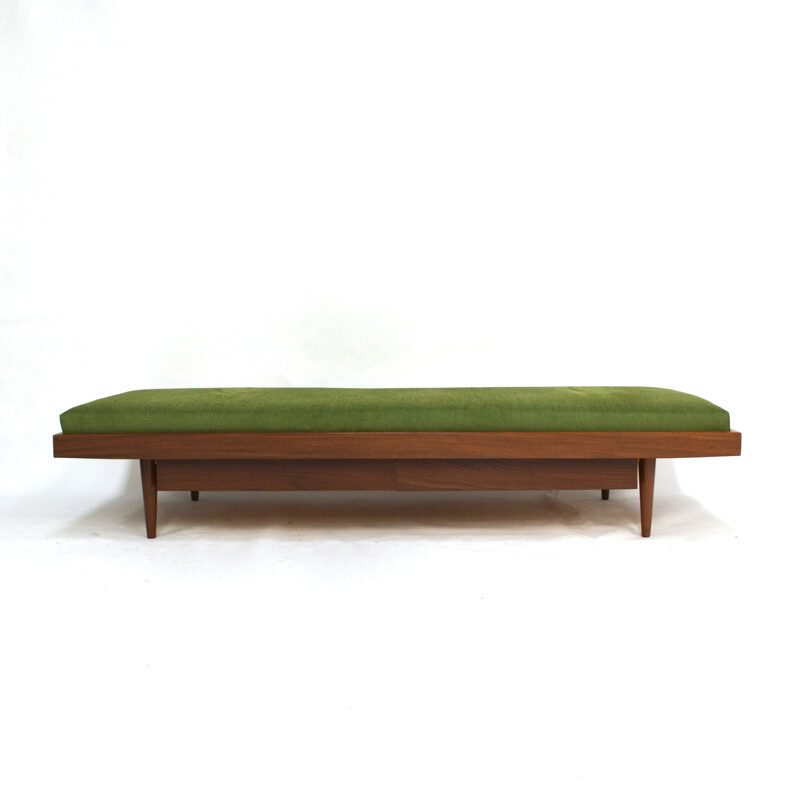 Teak Daybed with 2 drawers and new upholstery - 1950s